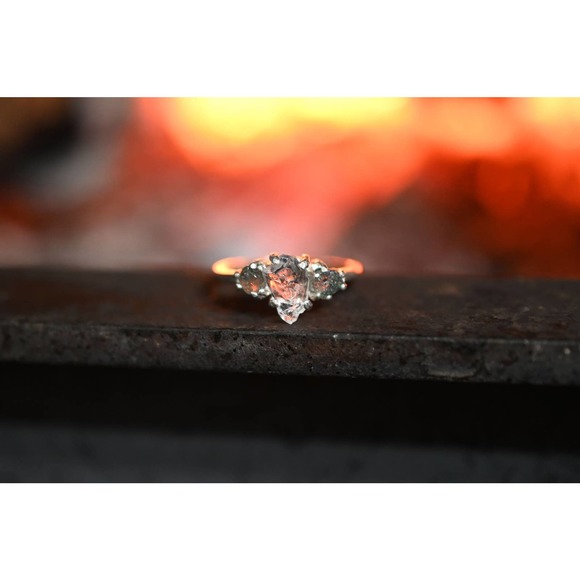 Montana sapphire and Lake county diamond engagement ring .925 sterling s… - Picture 2 of 6